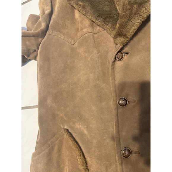 VTG Stratojac Mens Suede Shearling Lined Western Style Coat Size 42 Brown - Picture 11 of 14